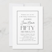 シンプル洗練さユニセックスれた50歳の誕生日パーティー 招待状 (正面)