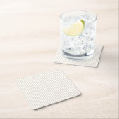 シンプル洗練モダンタン&ホワイトストライプ スクエアペーパーコースター (インサイチュ)