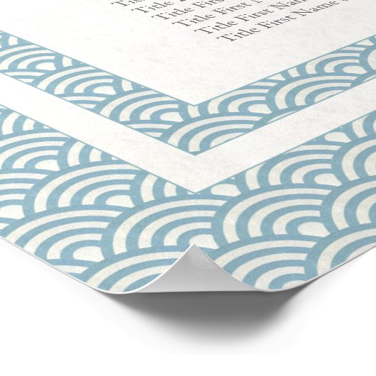 シンプル海の青と白の青海波の座席表 ポスター (角)