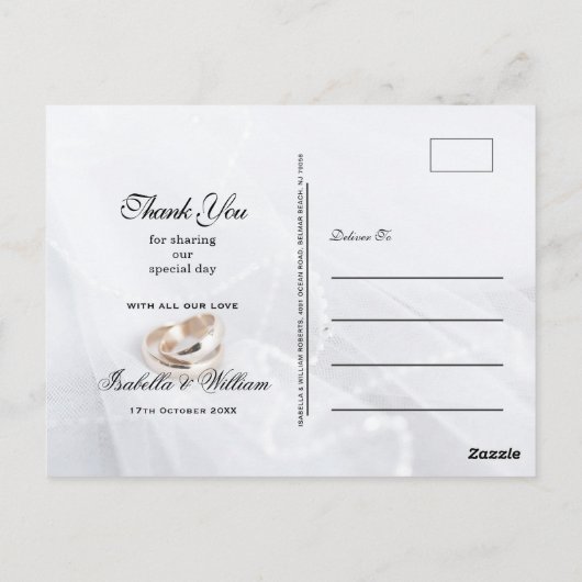 シンプル海ビーチカップル愛と感謝してい ポストカード (裏面)