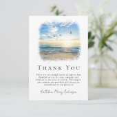シンプル海ビーチ葬儀悔やみや弔慰 サンキューカード (スタンド正面)
