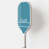 シンプル海ブルーミニマル名前をカスタムするレディ ピックルボールラケット (左)