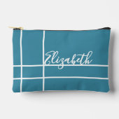シンプル海ブルーミニマル名前をカスタムする女性 アクセサリーポーチ (正面)
