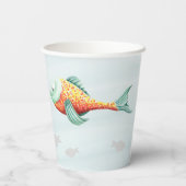 シンプル海図解入りの、写真付きのの下のオレンジ色の魚のパーティー 紙コップ (裏面)