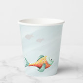 シンプル海図解入りの、写真付きのの下のオレンジ色の魚のパーティー 紙コップ (正面)