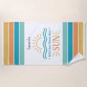 シンプル海波パーソナライズされた ビーチタオル (正面)