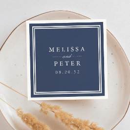 シンプル海軍とホワイト結婚ズ スタンダードカクテルナプキン