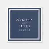 シンプル海軍とホワイト結婚ズ スタンダードカクテルナプキン (正面)