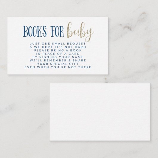 シンプル海軍とモダン金ゴールドのブックリクエスト エンクロージャーカード (正面/裏面)