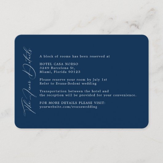 シンプル海軍の結婚詳細素晴らしエンクロージャカード エンクロージャーカード (正面)