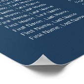 シンプル海軍タイポグラフィ結婚座席表 ポスター (角)