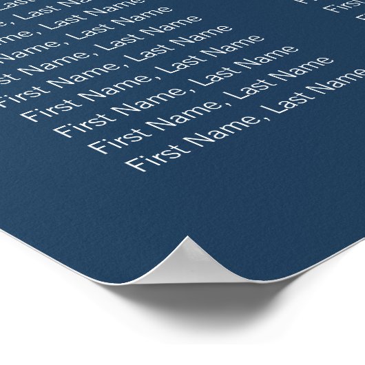 シンプル海軍タイポグラフィ結婚座席表 ポスター (角)