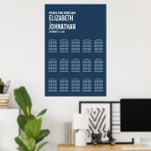 シンプル海軍タイポグラフィ結婚座席表 ポスター (ホームオフィス)