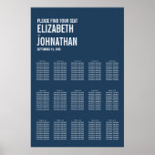 シンプル海軍タイポグラフィ結婚座席表 ポスター (正面)