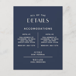 シンプル海軍ミニマルベージュ色結婚詳細囲い エンクロージャーカード