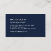 シンプル海軍モダンミニマリスト 名刺 (裏面)