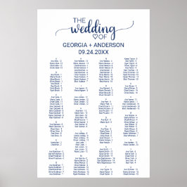 シンプル海軍書道アルファベット座席表 ポスター