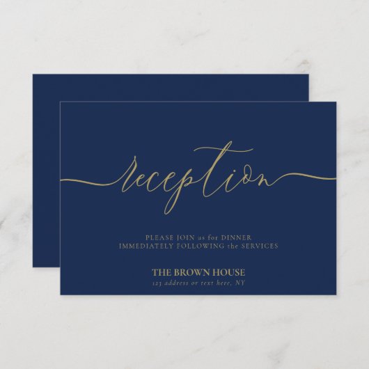 シンプル海軍金ゴールド署名パーティー披露宴 招待状 (正面/裏面)