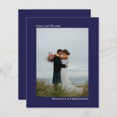 シンプル海軍BUDGET結婚の写真サンキューカード (正面/裏面)