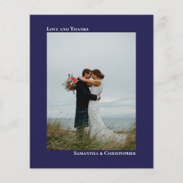 シンプル海軍BUDGET結婚の写真サンキューカード