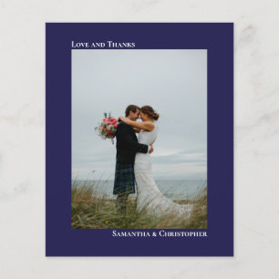 シンプル海軍BUDGET結婚の写真サンキューカード