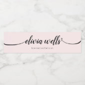 シンプル淡いピンク手書き文字書き ペットボトルラベル (シングルラベル)