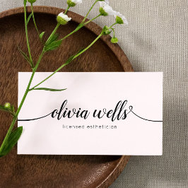 シンプル淡いピンク手書き文字書き 名刺