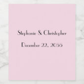 シンプル淡い色のピンクとブラック結婚式の引き出物 ワインラベル (シングルラベル)