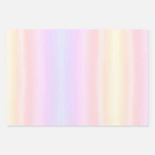 シンプル淡い色のピンクライトブルーパステルイエローグラデーション ラッピングペーパーシート (正面2)
