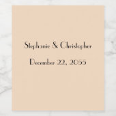 シンプル淡い色のピーチ&ブラック結婚式の引き出物 ワインラベル (シングルラベル)