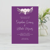 シンプル淡い色のフローラ紫結婚色 招待状 (スタンド正面)