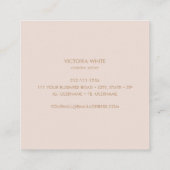 シンプル淡い色のモダンシックユニーク赤面 スクエア名刺 (裏面)