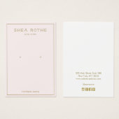 シンプル淡い色のモダンピンクイヤリング表示カード (正面&裏面)