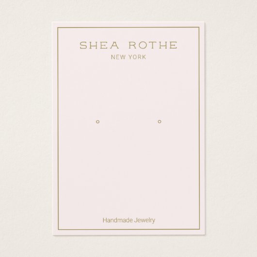 シンプル淡い色のモダンピンクイヤリング表示カード (正面)