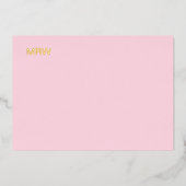 シンプル淡い色のモノグラムのピンクノートカードフォイル 箔招待状 (正面)