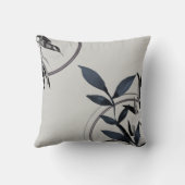 シンプル淡青灰色の水色葉 クッション (裏面)