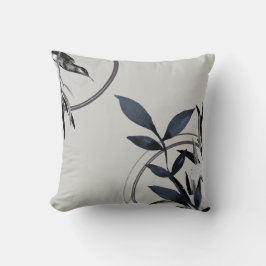 シンプル淡青灰色の水色葉 クッション