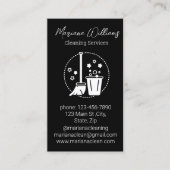 シンプル清掃サービスのロゴ白黒 名刺 (正面)