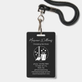 シンプル清掃サービスのロゴ黒シック バッジ (ストラップ付き表面)