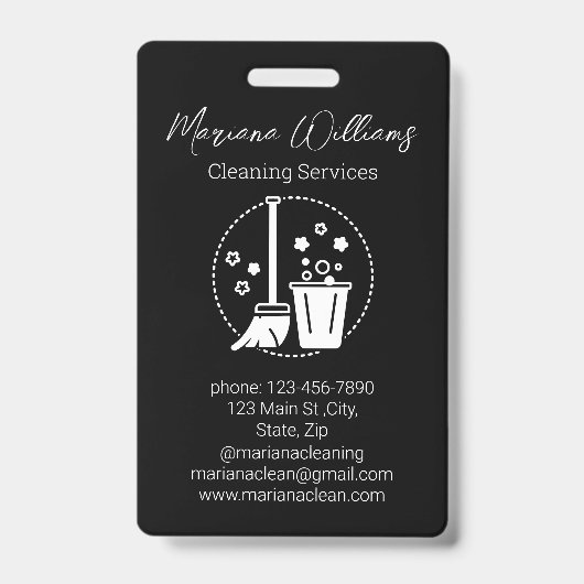 シンプル清掃サービスのロゴ黒シック バッジ (表面)