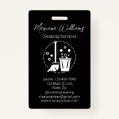 シンプル清掃サービスのロゴ黒シック バッジ (正面)