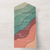 シンプル温エレガント色の結婚色 オールインワン招待状 (内側)