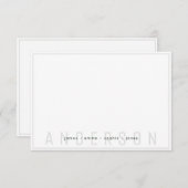 シンプル濃い緑と灰色の縁ど家族の姓 ノートカード (正面/裏面)