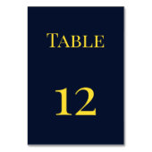 シンプル濃い青と金ゴールドのテーブル番号 – エレガント テーブルナンバー (正面)