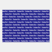 シンプル濃い青の白い筆記体スクリプト文字パターン ラッピングペーパーシート (正面2)