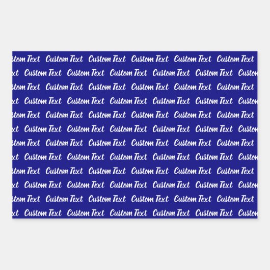 シンプル濃い青の白い筆記体スクリプト文字パターン ラッピングペーパーシート (正面)