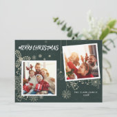 シンプル濃エレガント緑2フォトフレームファミリ シーズンカード (スタンド正面)