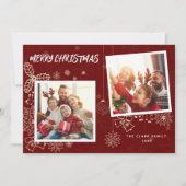 シンプル濃エレガント色2フォトフレームファミリ シーズンカード (正面)