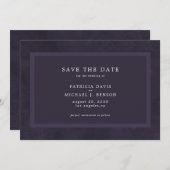 シンプル濃紫エレガントな結婚式 セーブザデート (正面/裏面)