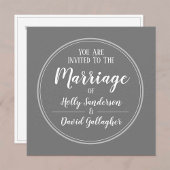 シンプル灰色と白の結婚式 招待状